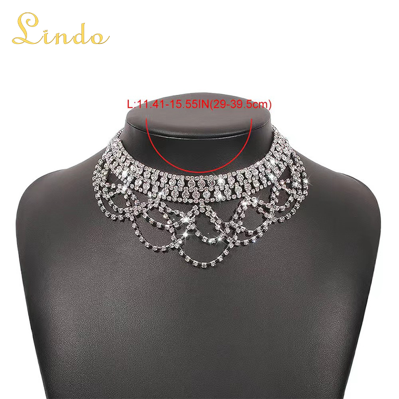Bridal Crystal Rhinestone Choker Necklace for Wedding