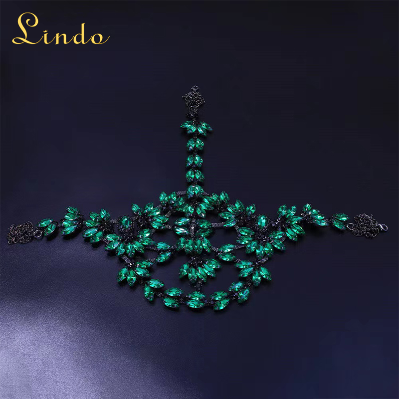 Crystal Black and Green Masquerade Mask