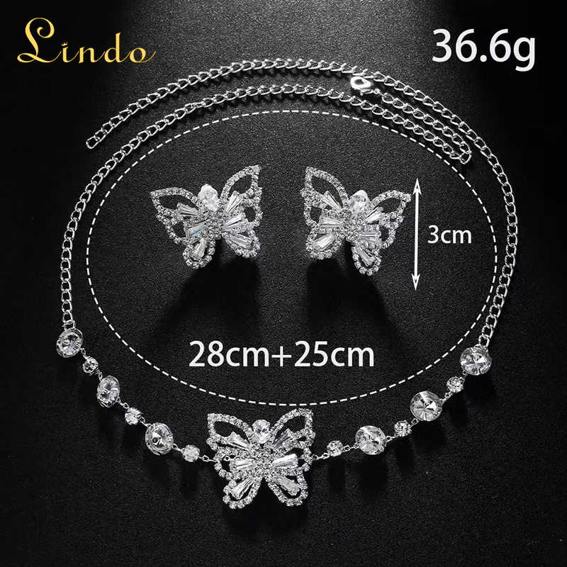 Crystal Butterfly Earrings and Necklace Set