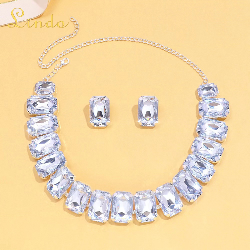 Crystal Earrings and Necklace Rhinestone Jewelry Sets