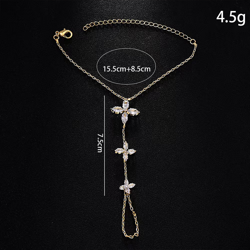 Crystal Flower Sleek Bracelet Hand Chain