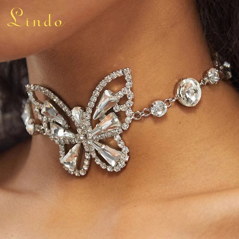 Crystal Rhinestone Butterfly Choker