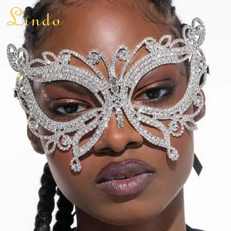 Crystal Rhinestone Butterfly Masquerade Mask