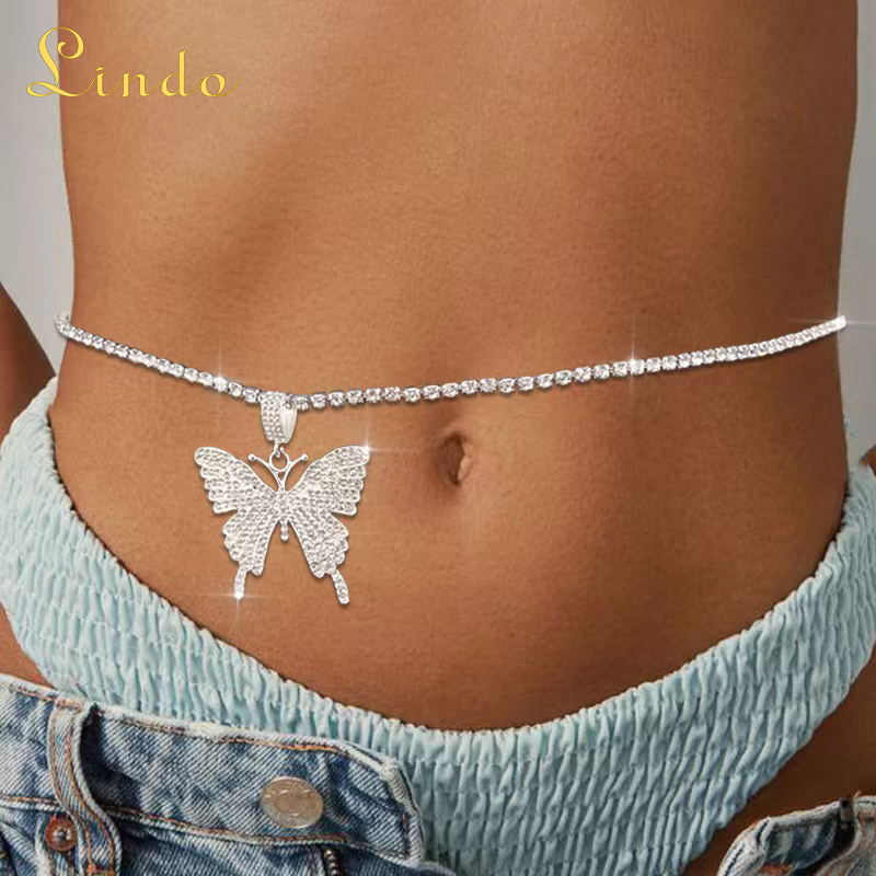 Crystal Rhinestone Butterfly Waist Chain