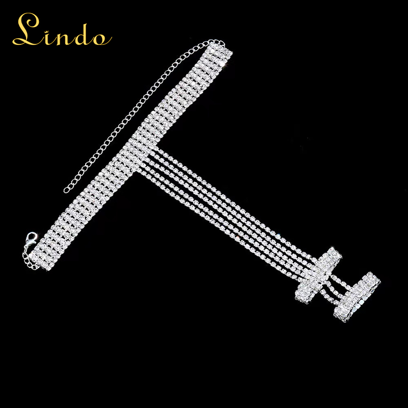 Crystal Rhinestone Finger Ring Bracelet