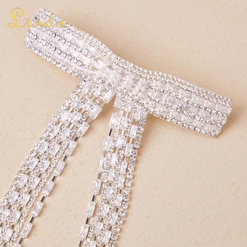 Crystal Rhinestone Hair Bow Barrette