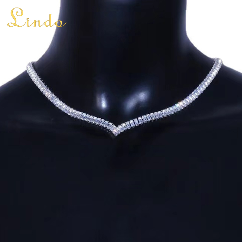 Crystal V Shape Tennis Necklace for Women