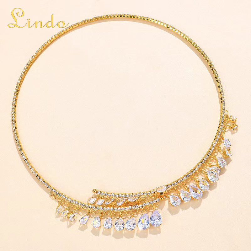 Gold Color Cubic Zirconia Necklace