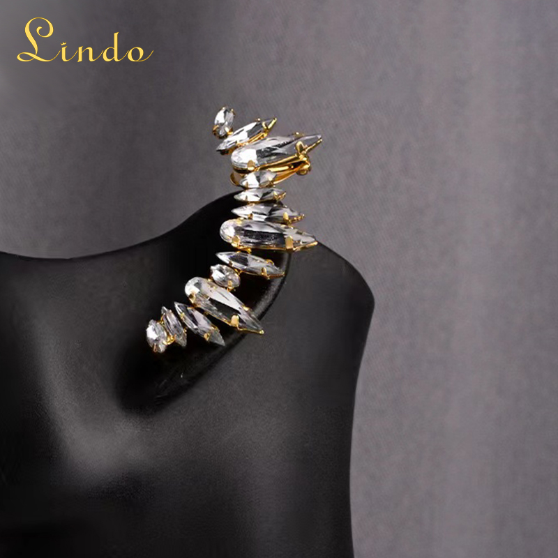 Gold Color Earring Climbers Crystal Ear Cuff