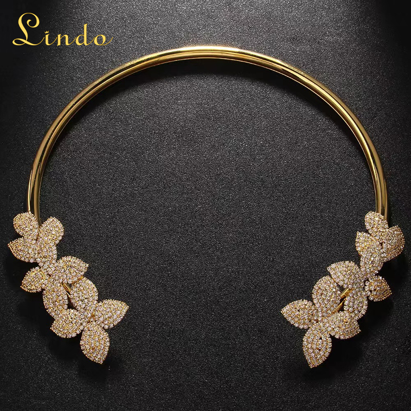 Gold Color Flower Collar Necklace