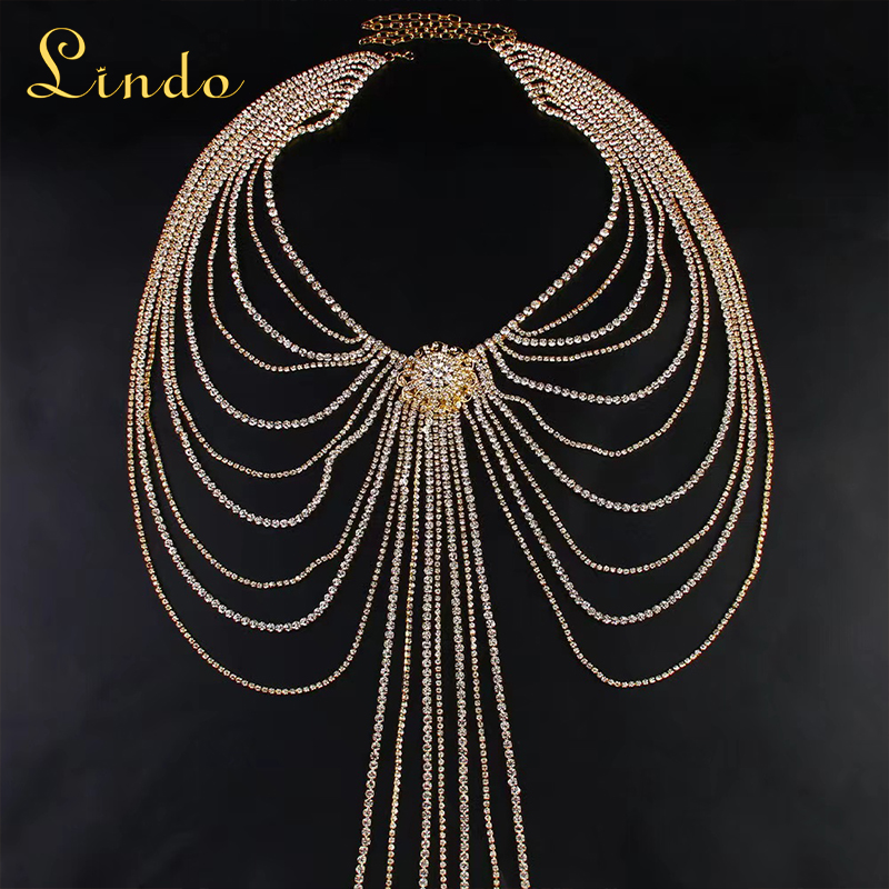 Gold Color Rhinestone Hip Body Waist Chain