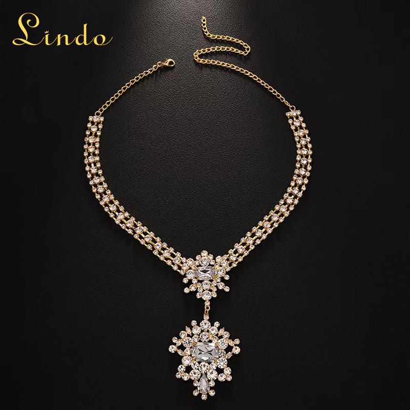 Gold Color Vintage Rhinestone Necklace