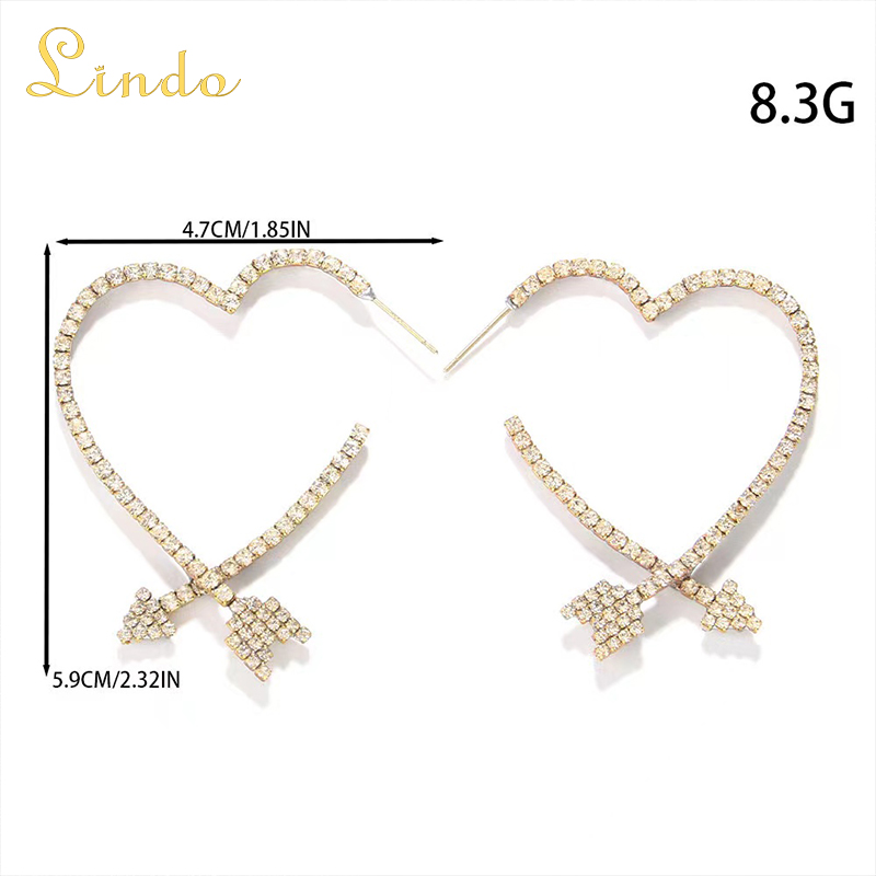 Large Crystal Heart Hoop Earrings