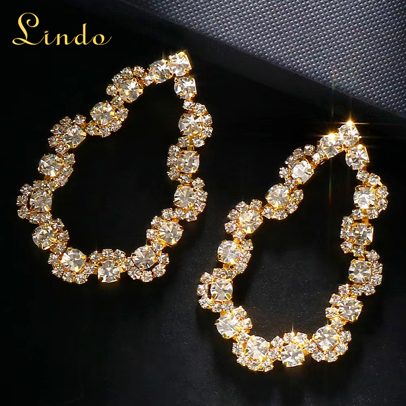 Large Crystal Rhinestone Teardrop Earrings