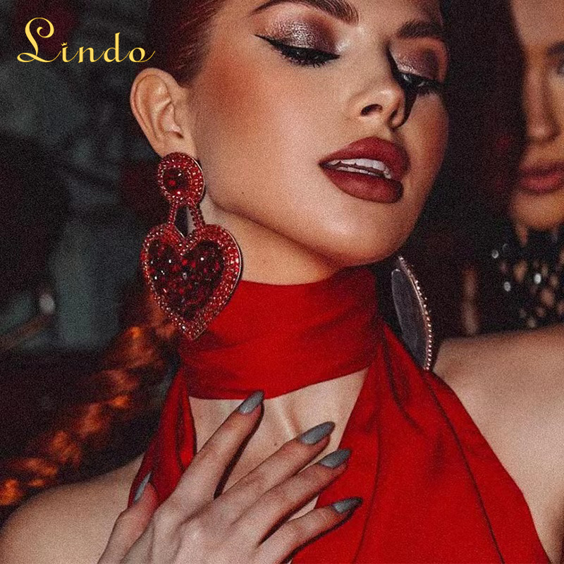 Large Red Heart Earrings
