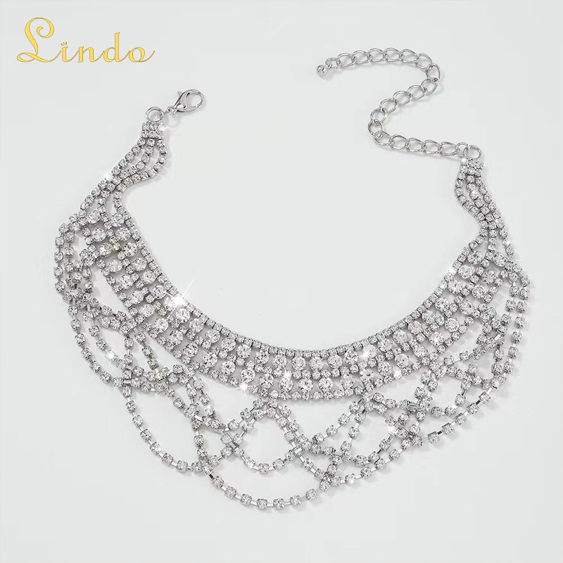 Mesh Crystal Rhinestone Choker Necklace
