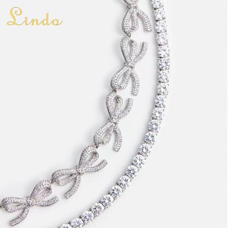 Rhinestone Bow Chain for Necklace