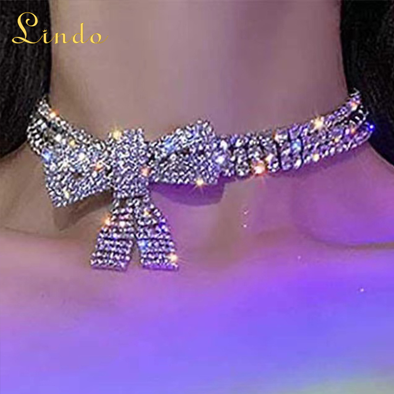 Rhinestone Bow Choker