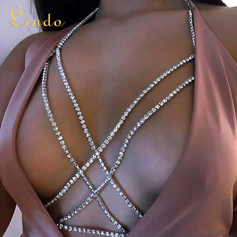 Rhinestone Bra Body Chain Necklace