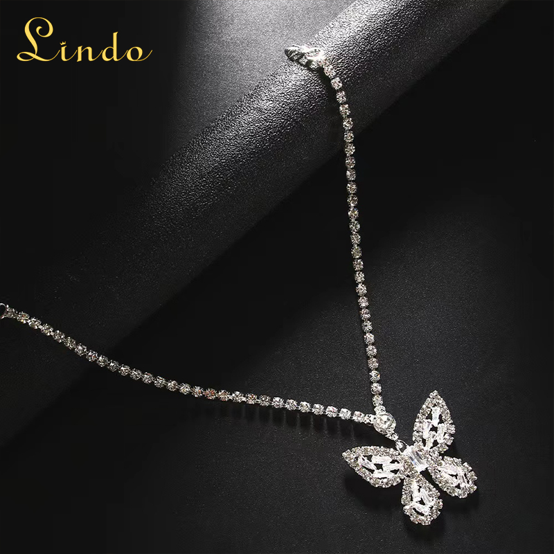 Rhinestone Butterfly Anklet