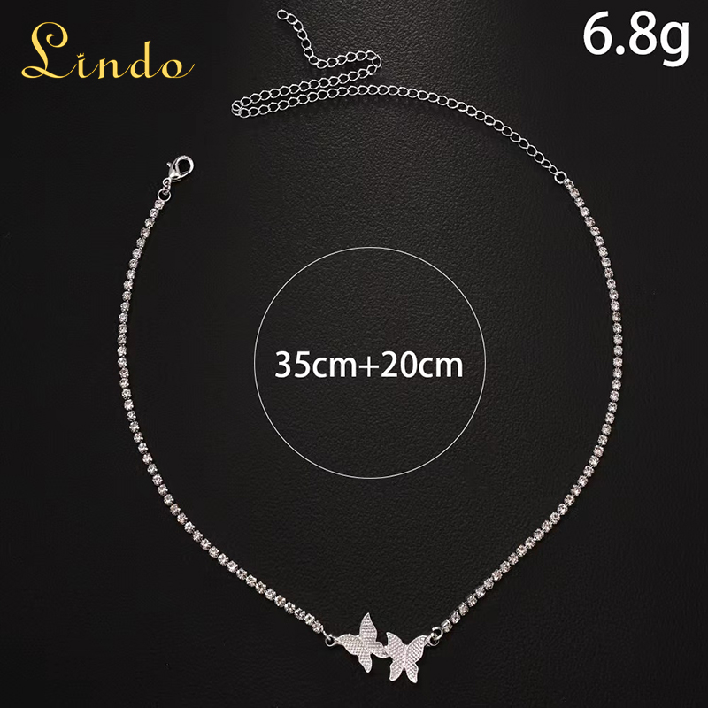 Rhinestone Butterfly Pendant Necklace