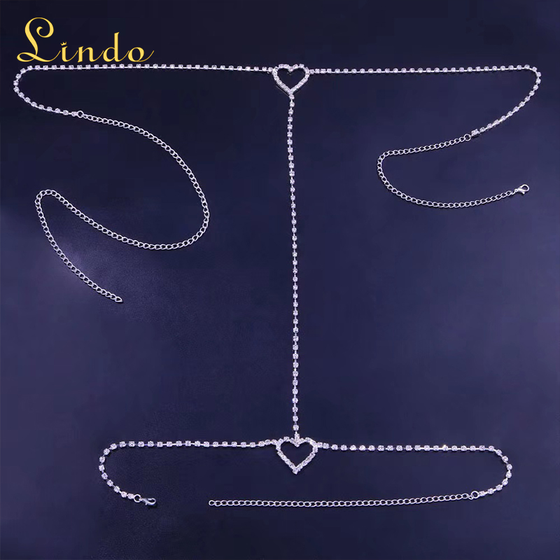 Rhinestone Heart Thigh Chain