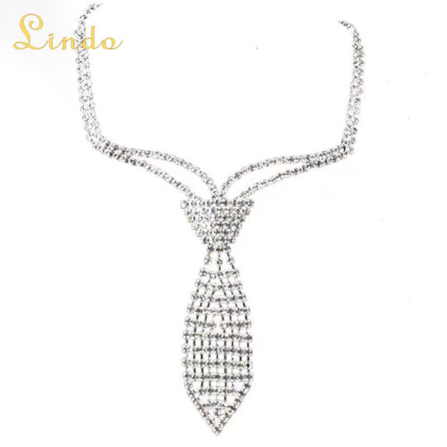 Rhinestone Necktie Necklace