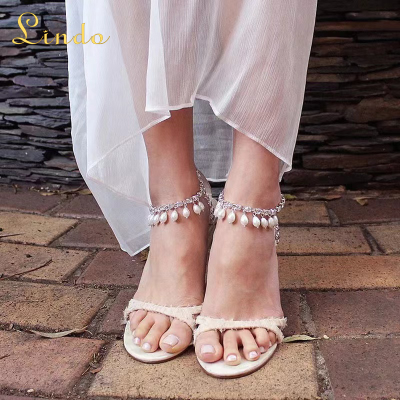 Rhinestone Pearl Drop Anklet