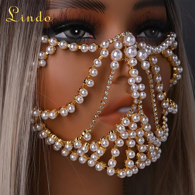 Rhinestone Pearl Masquerade Mask