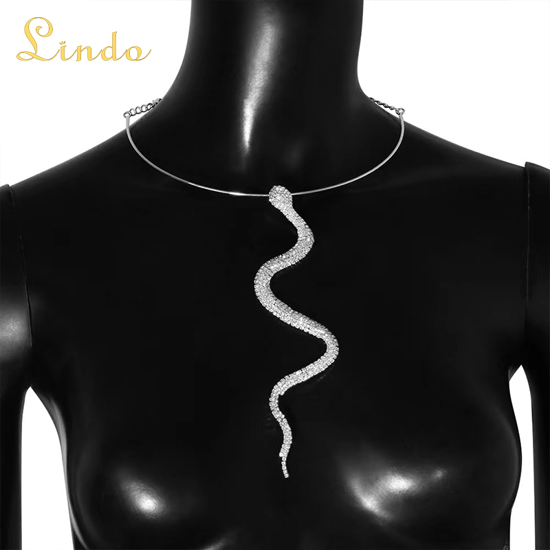 Rhinestone Snake Pendant Necklace