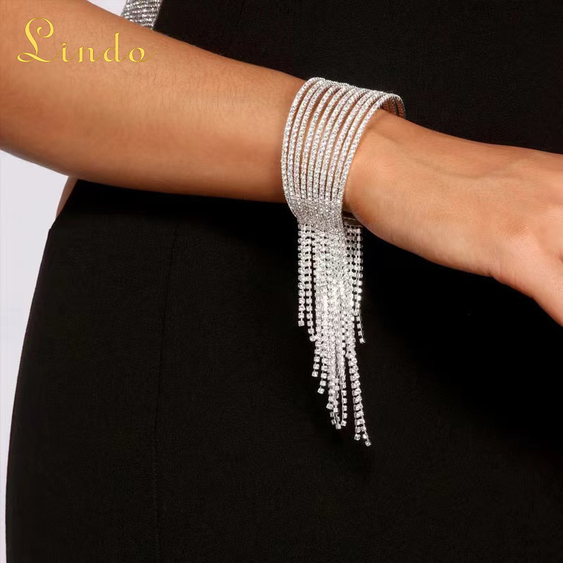 Rhinestone Sparkling Tennis Bracelet with Tassel