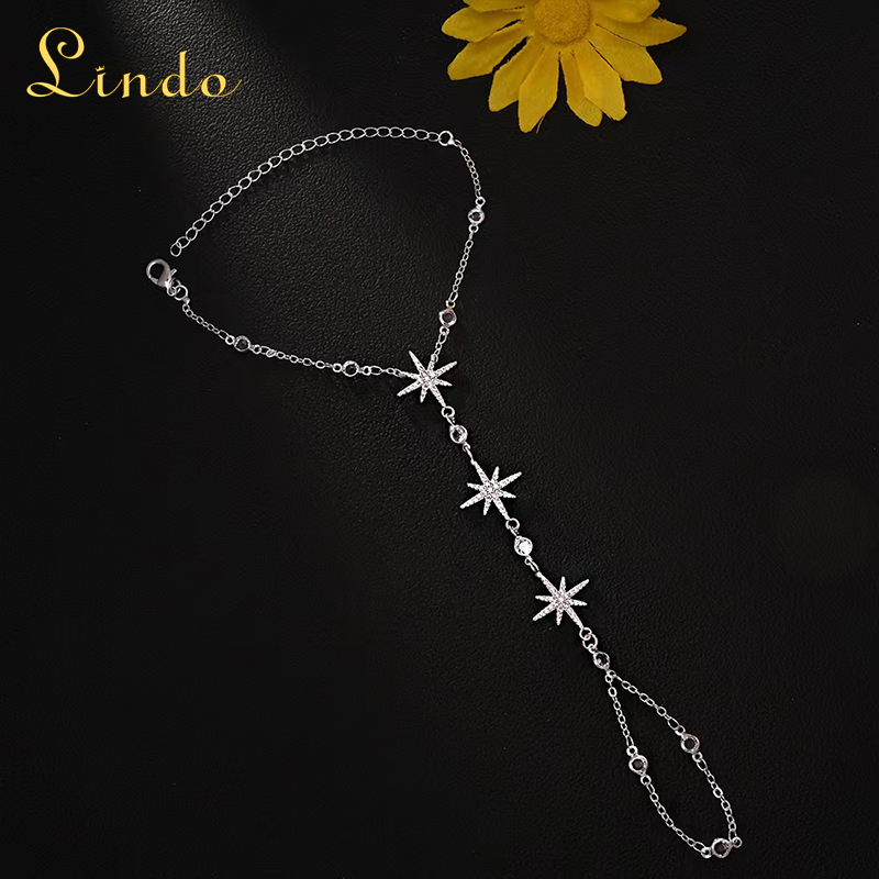 Rhinestone Stars Hand Chain Finger Bracelet