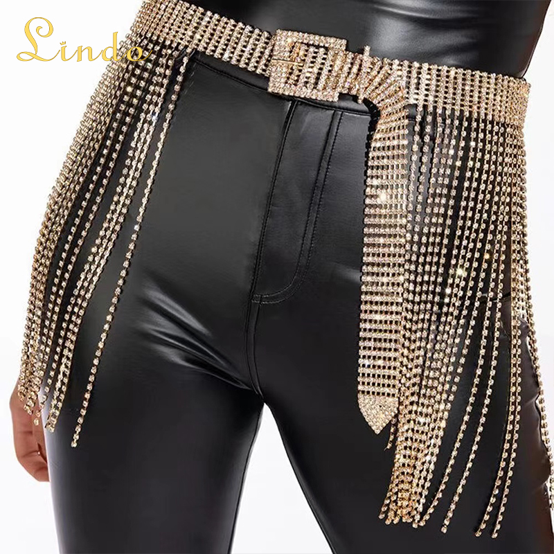 Rhinestone Waist Belt with Ling Tassel
