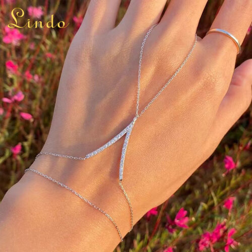 Ring Finger Bracelet Chain with V