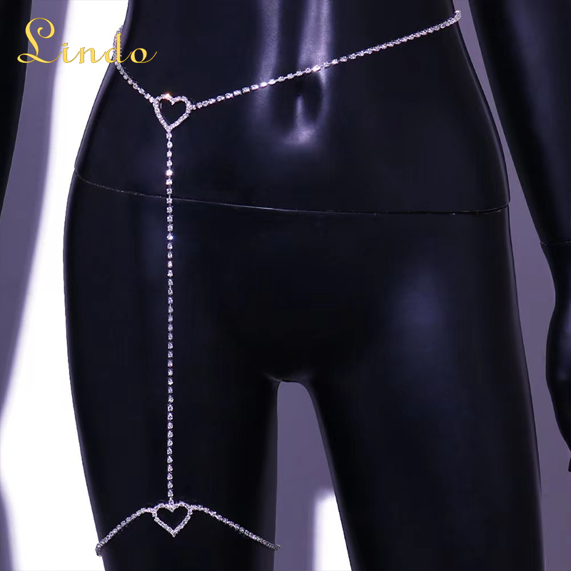 Sexy Rhinestone Belly and Thigh Chain