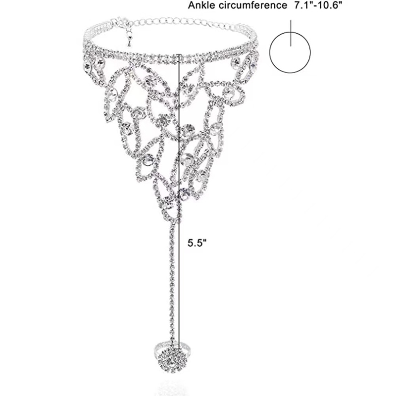 Silver Color Anklet with Toe Ring