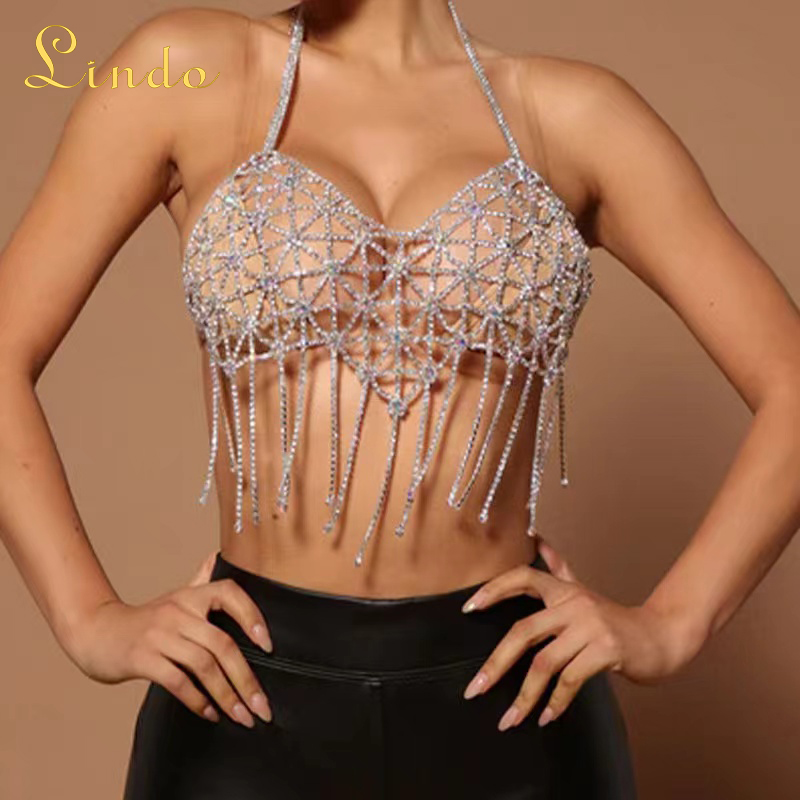 Silver Color Body Chain Bra​