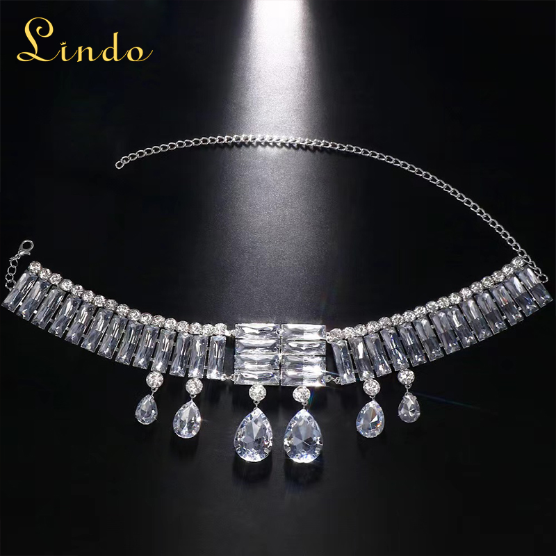 Silver Color Crystal Collar Necklace