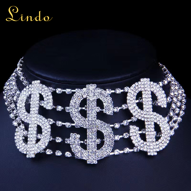 Gold Color Dollar Sign Choker Necklace
