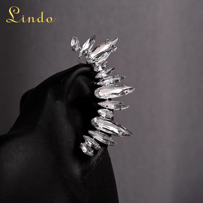 Silver Color Earring Climbers Crystal Ear Cuff