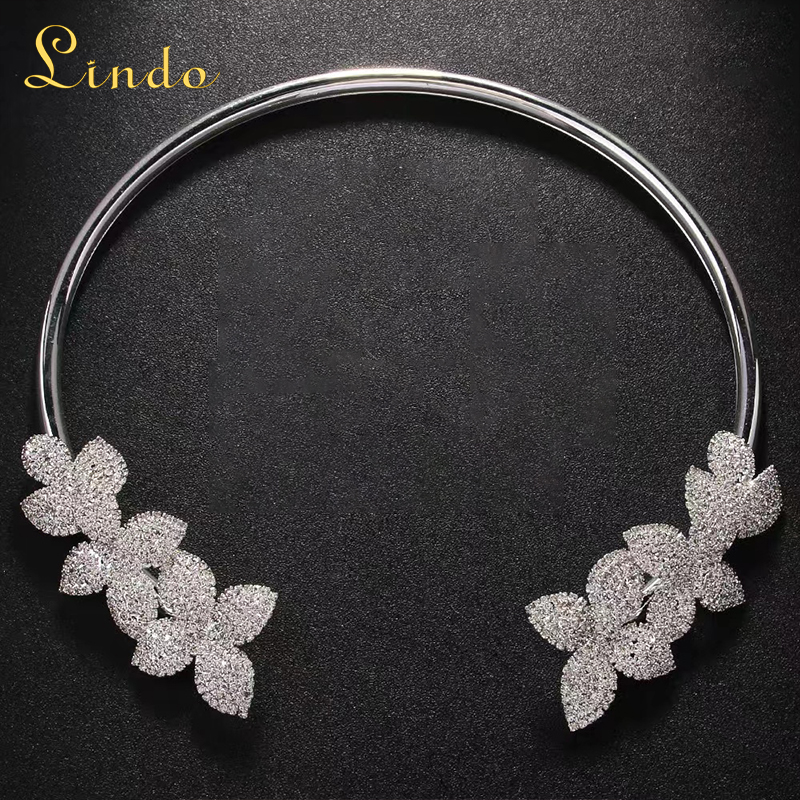 Silver Color Flower Collar Necklace