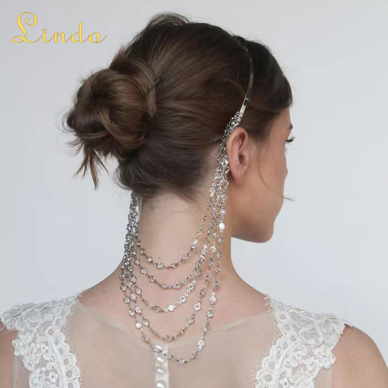 Silver Color Headband with Chain