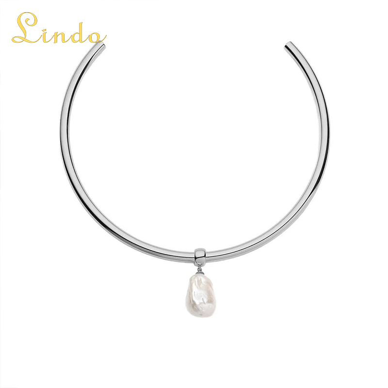 Silver Color Metal Choker Necklace