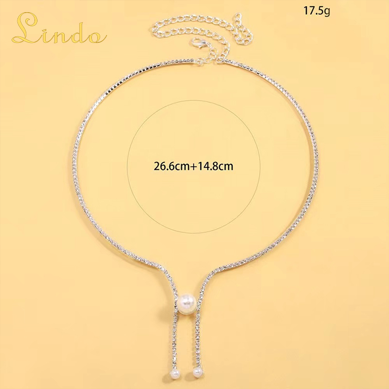 Silver Color Necklace with a Single Pearl