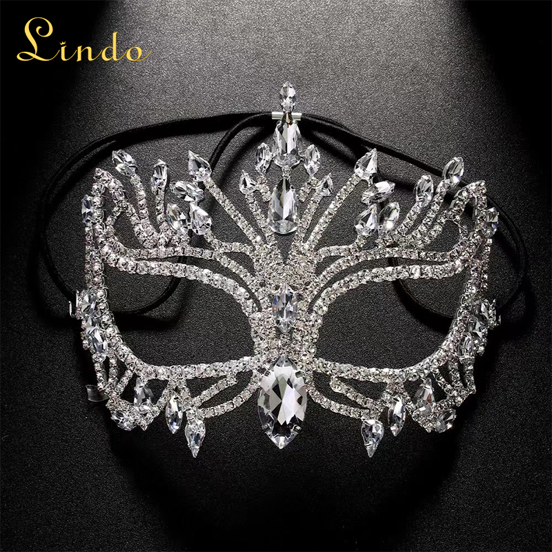 Silver Color Rhinestone Masquerade Mask