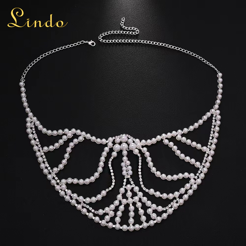 Silver Color Rhinestone Pearl Masquerade Mask
