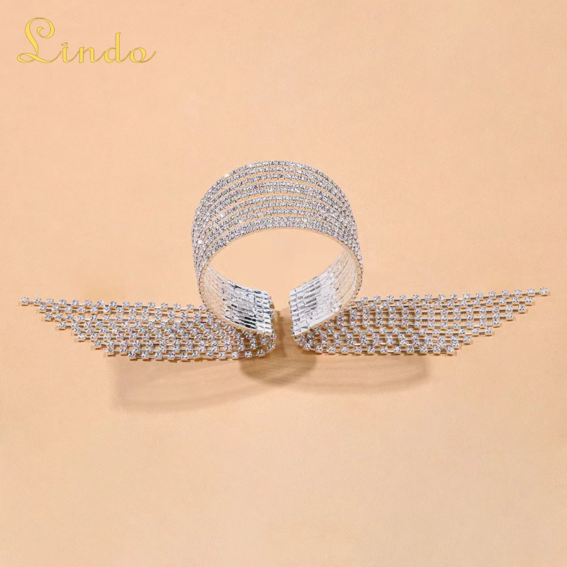 Silver Color Rhinestone Sparkling Tennis Bracelet with Tassel