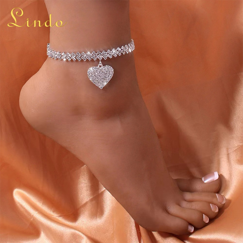 Silver Heart Ankle Bracelet​ Chain for Women