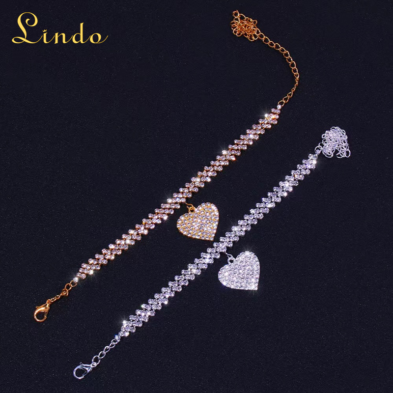 Silver and Gold Heart Ankle Bracelet​ for Women