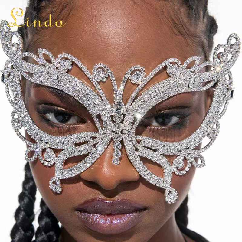 Sparkling Crystal Rhinestone Butterfly Masquerade Mask
